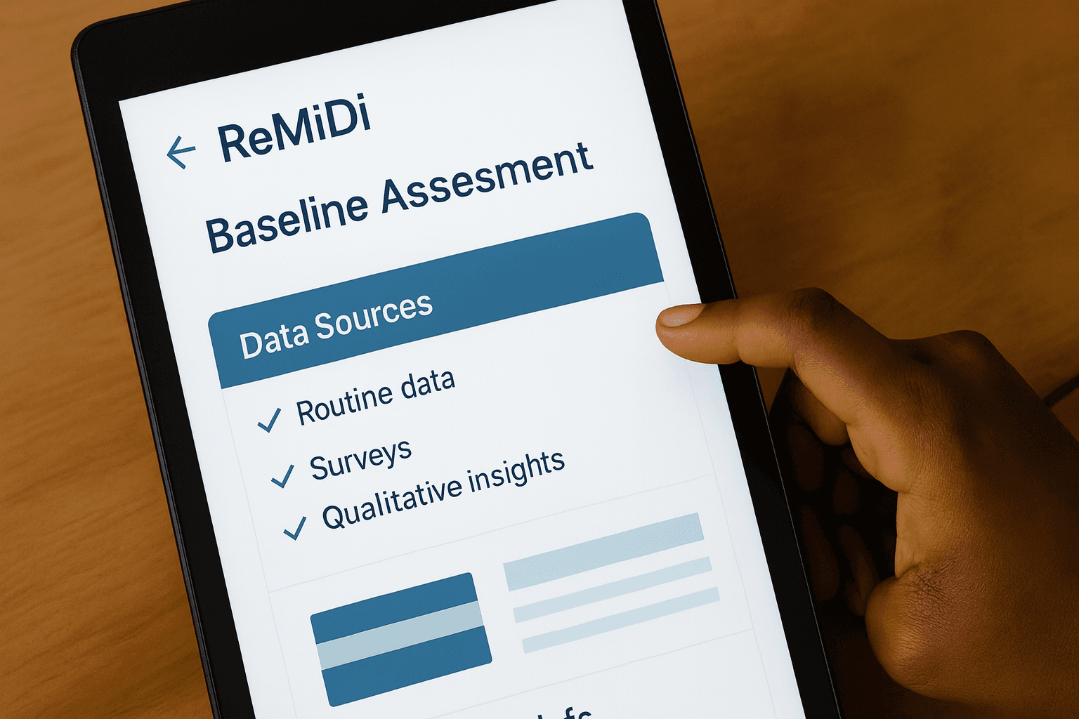 ReMiDi Baseline Assessment interface showing data sources and routine data
